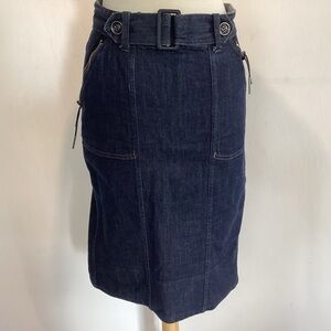 Sportmax Code By Max Mara Denim Y2K 90’s Boho Dark Blue Wash Skirt 10 see measur